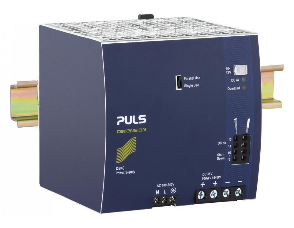 PULS DIN RAIL POWER SUPPLY 1 PHASE 36VDC 26.7A 960W QS40.361